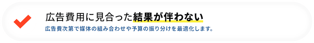 広告費用に見合った結果が伴わない